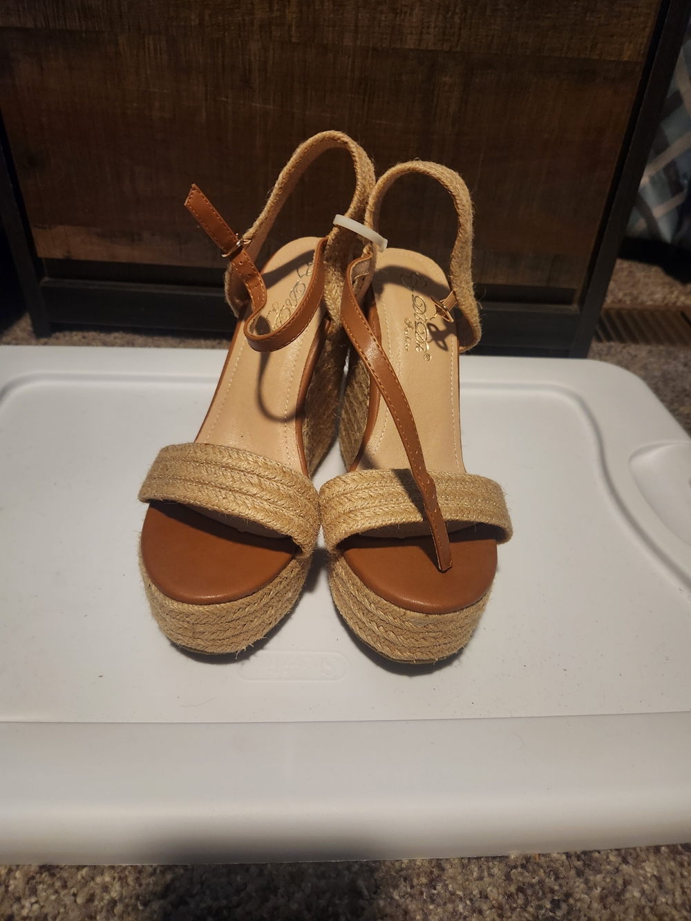 DbDk Fashion Tan Wedge Espadrille Sandals